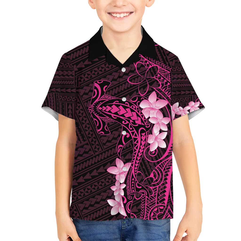 Pink Hawaii Family Matching Tank Maxi Dress and Hawaiian Shirt Hammerhead Shark Tattoo Curve Polynesian LT14 Son's Shirt Pink - Polynesian Pride