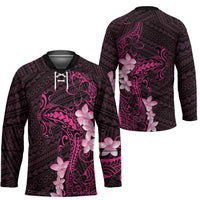 Pink Hawaii Hockey Jersey Hammerhead Shark Tattoo Curve Polynesian - Polynesian Pride