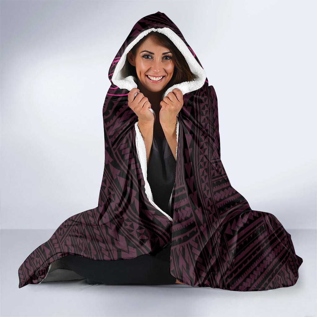 Pink Hawaii Hooded Blanket Hammerhead Shark Tattoo Curve Polynesian - Polynesian Pride