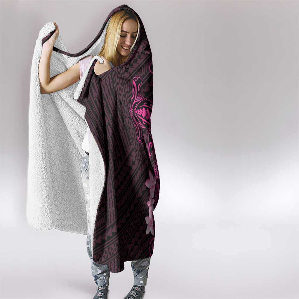 Pink Hawaii Hooded Blanket Hammerhead Shark Tattoo Curve Polynesian - Polynesian Pride