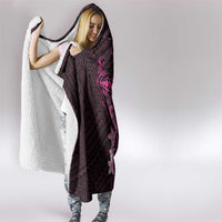 Pink Hawaii Hooded Blanket Hammerhead Shark Tattoo Curve Polynesian - Polynesian Pride