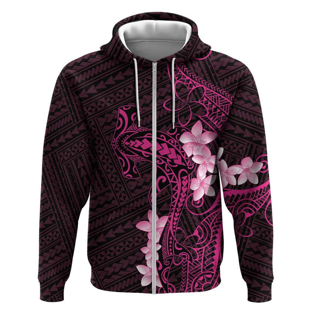 Pink Hawaii Hoodie Hammerhead Shark Tattoo Curve Polynesian - Polynesian Pride