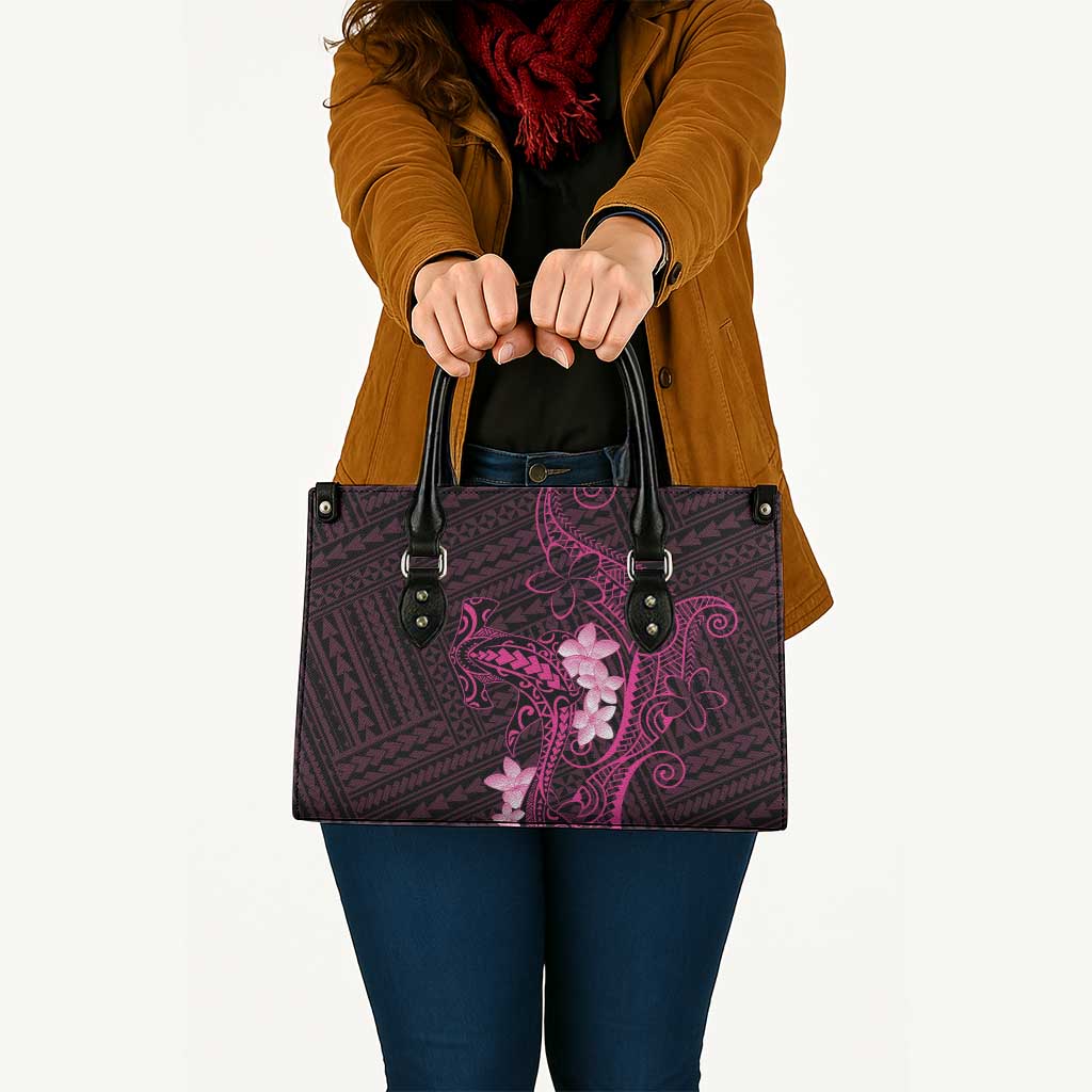 Pink Hawaii Leather Bag Hammerhead Shark Tattoo Curve Polynesian - Polynesian Pride