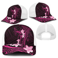 Pink Hawaii Mesh Trucker Cap Hammerhead Shark Tattoo Curve Polynesian - Polynesian Pride