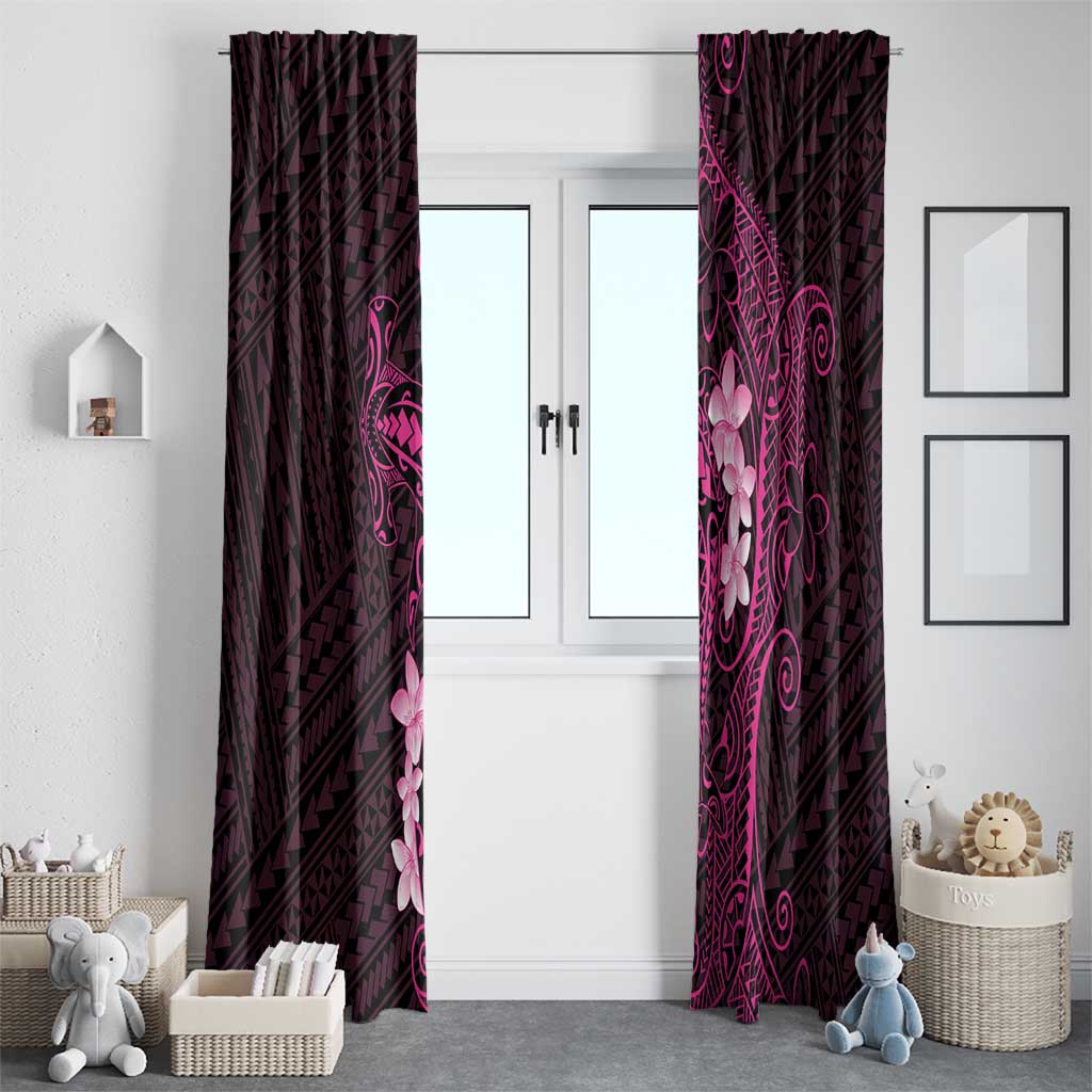 Pink Hawaii Window Curtain Hammerhead Shark Tattoo Curve Polynesian - Polynesian Pride