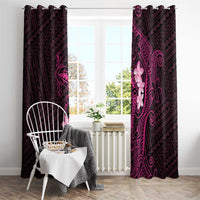 Pink Hawaii Window Curtain Hammerhead Shark Tattoo Curve Polynesian - Polynesian Pride