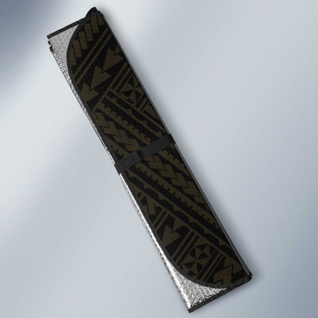 Black and Gold Hawaii Auto Sun Shade Hammerhead Shark Tattoo Curve Polynesian - Polynesian Pride