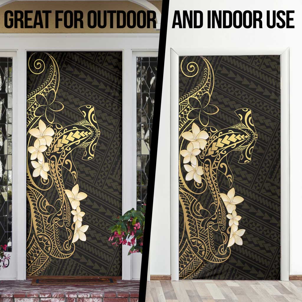 Black and Gold Hawaii Door Cover Hammerhead Shark Tattoo Curve Polynesian LT14 - Polynesian Pride