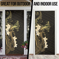 Black and Gold Hawaii Door Cover Hammerhead Shark Tattoo Curve Polynesian LT14 - Polynesian Pride