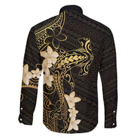 Black and Gold Hawaii Family Matching Mermaid Dress and Hawaiian Shirt Hammerhead Shark Tattoo Curve Polynesian LT14 - Polynesian Pride
