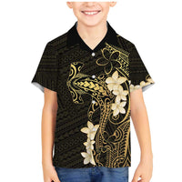 Black and Gold Hawaii Family Matching Mermaid Dress and Hawaiian Shirt Hammerhead Shark Tattoo Curve Polynesian LT14 Son's Shirt Black - Polynesian Pride