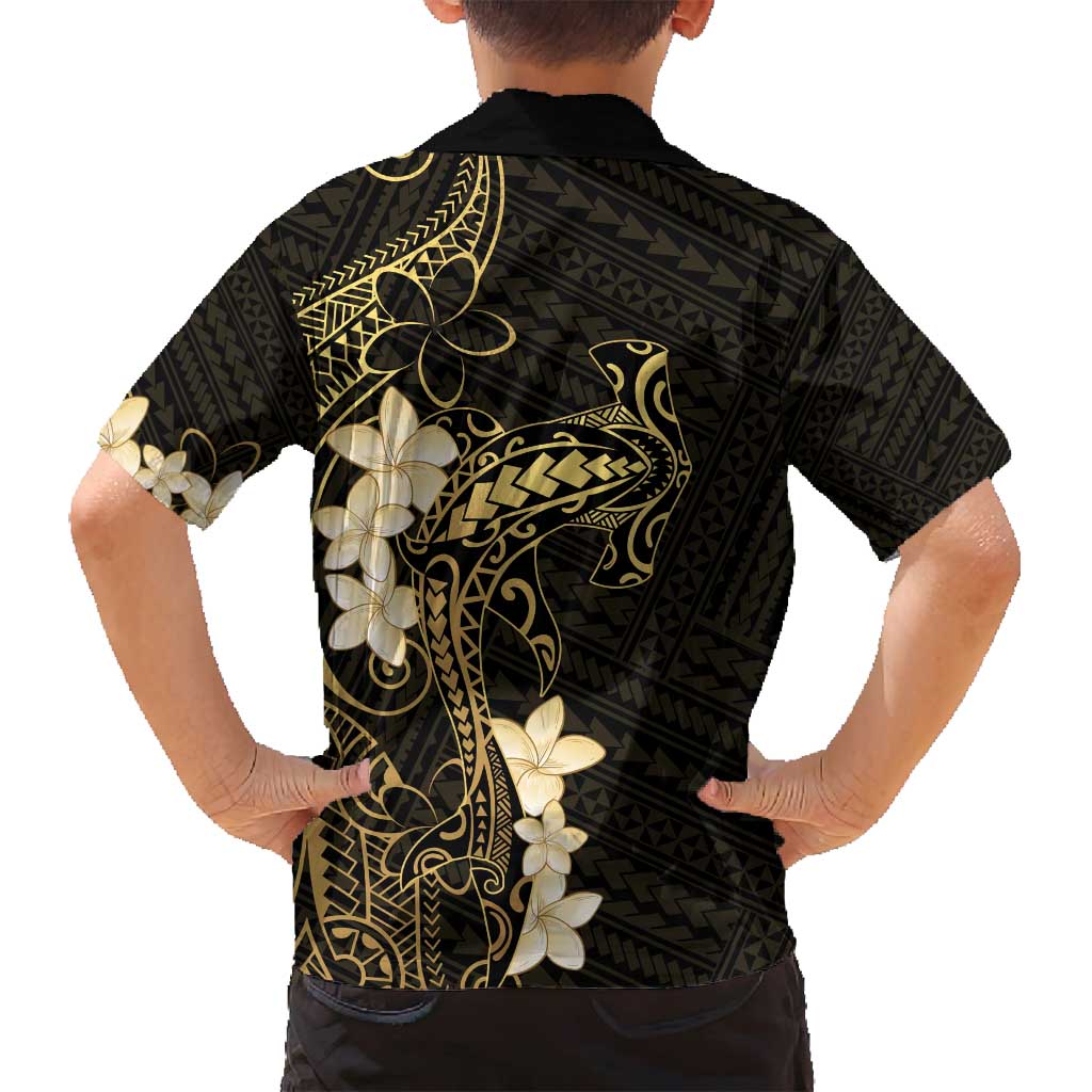 Black and Gold Hawaii Family Matching Summer Maxi Dress and Hawaiian Shirt Hammerhead Shark Tattoo Curve Polynesian LT14 - Polynesian Pride