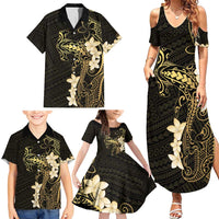 Black and Gold Hawaii Family Matching Summer Maxi Dress and Hawaiian Shirt Hammerhead Shark Tattoo Curve Polynesian LT14 - Polynesian Pride