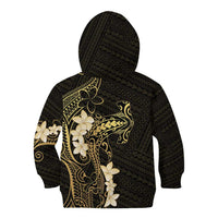 Black and Gold Hawaii Kid Hoodie Hammerhead Shark Tattoo Curve Polynesian LT14 - Polynesian Pride