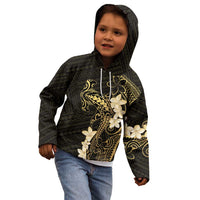 Black and Gold Hawaii Kid Hoodie Hammerhead Shark Tattoo Curve Polynesian LT14 - Polynesian Pride