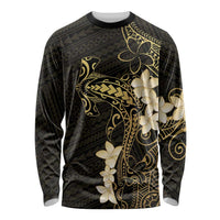 Black and Gold Hawaii Long Sleeve Shirt Hammerhead Shark Tattoo Curve Polynesian LT14 Unisex Black - Polynesian Pride