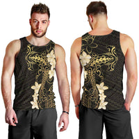 Black and Gold Hawaii Men Tank Top Hammerhead Shark Tattoo Curve Polynesian - Polynesian Pride