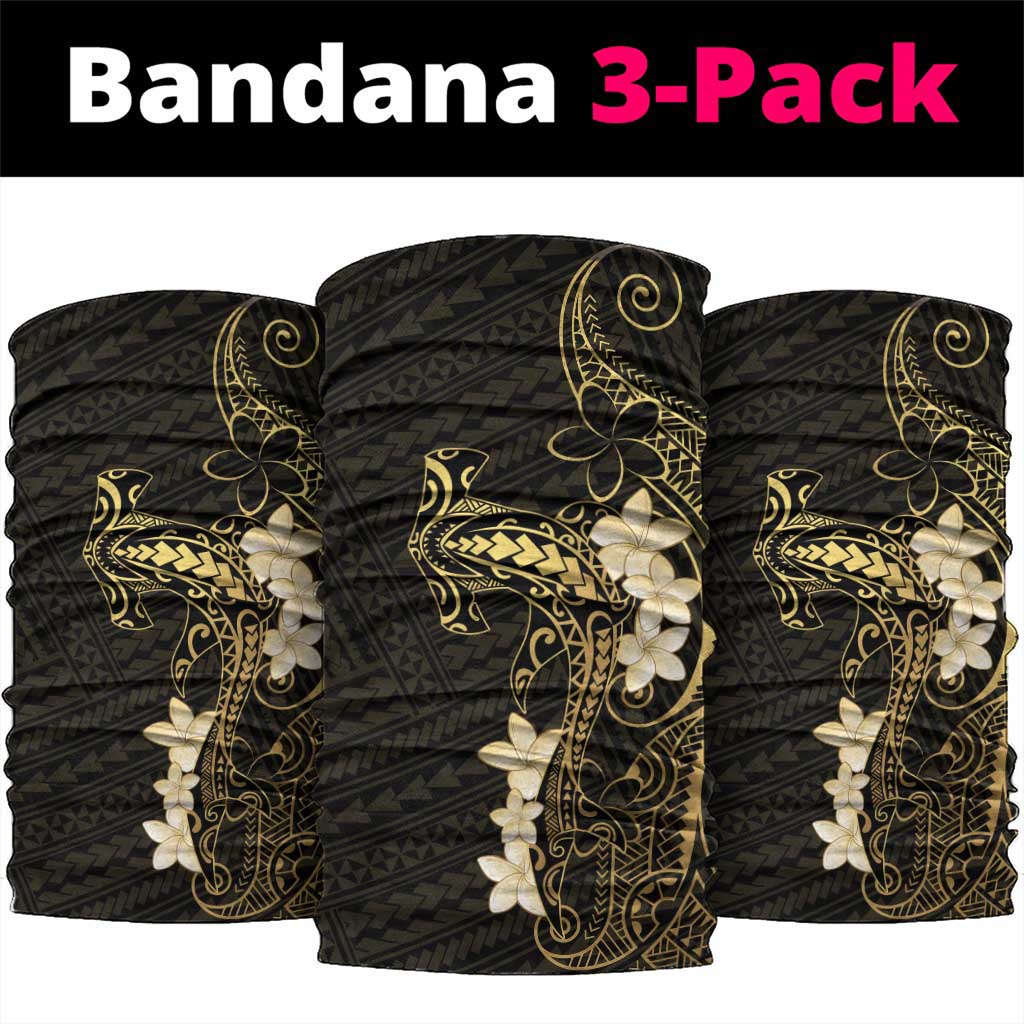 Black and Gold Hawaii Neck Gaiter Hammerhead Shark Tattoo Curve Polynesian - Polynesian Pride