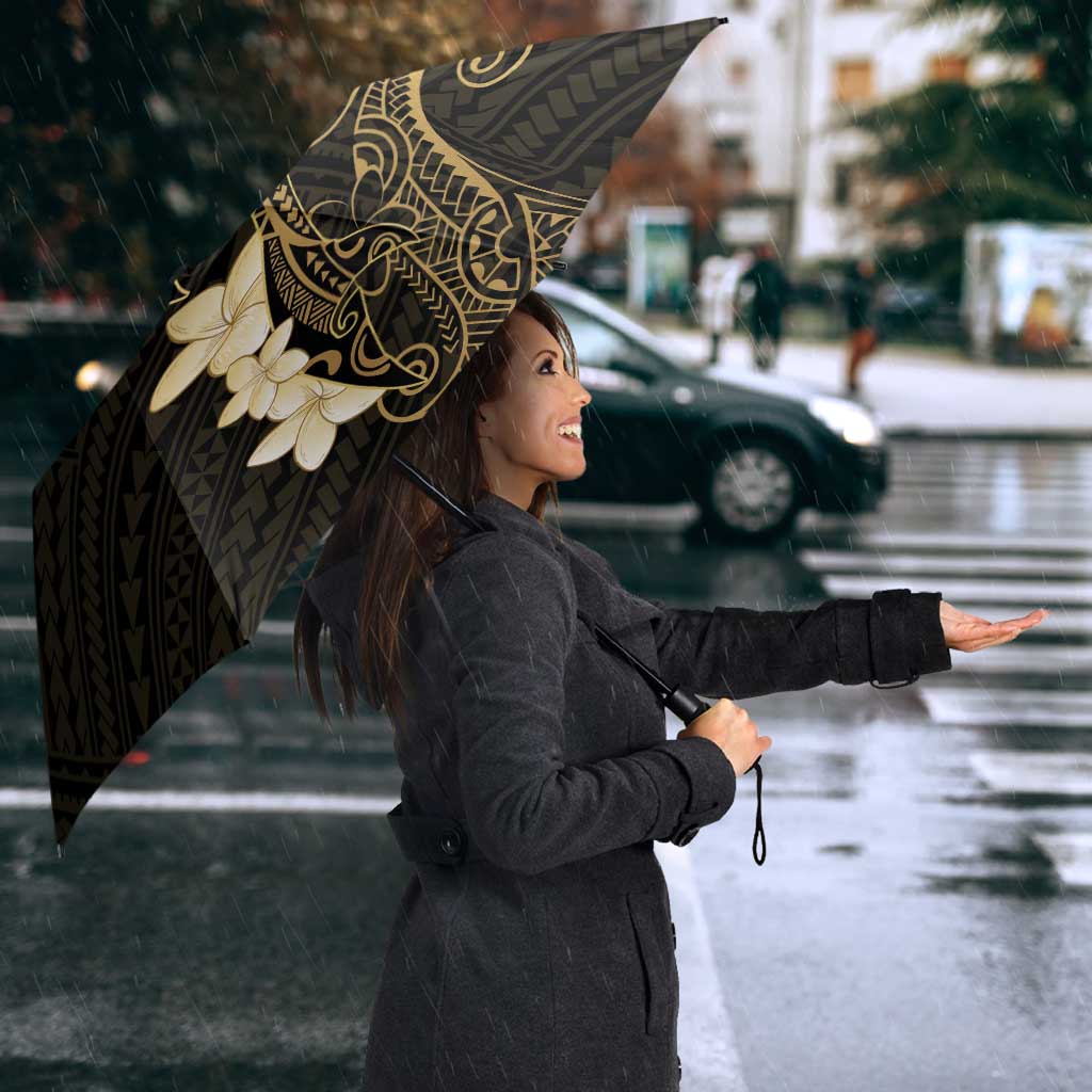 Black and Gold Hawaii Umbrella Hammerhead Shark Tattoo Curve Polynesian - Polynesian Pride