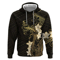 Black and Gold Hawaii Zip Hoodie Hammerhead Shark Tattoo Curve Polynesian LT14 Pullover Hoodie Black - Polynesian Pride