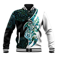 Proud Aotearoa Baseball Jacket Maori Silver Fern Mix Paua Shell Pattern LT14 Unisex Black - Polynesian Pride