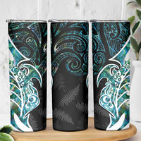 Proud Aotearoa Skinny Tumbler Maori Silver Fern Mix Paua Shell Pattern LT14 - Polynesian Pride