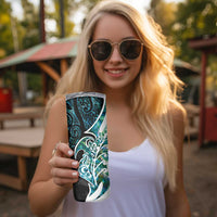 Proud Aotearoa Skinny Tumbler Maori Silver Fern Mix Paua Shell Pattern LT14 - Polynesian Pride