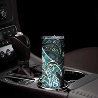 Proud Aotearoa Skinny Tumbler Maori Silver Fern Mix Paua Shell Pattern LT14 - Polynesian Pride