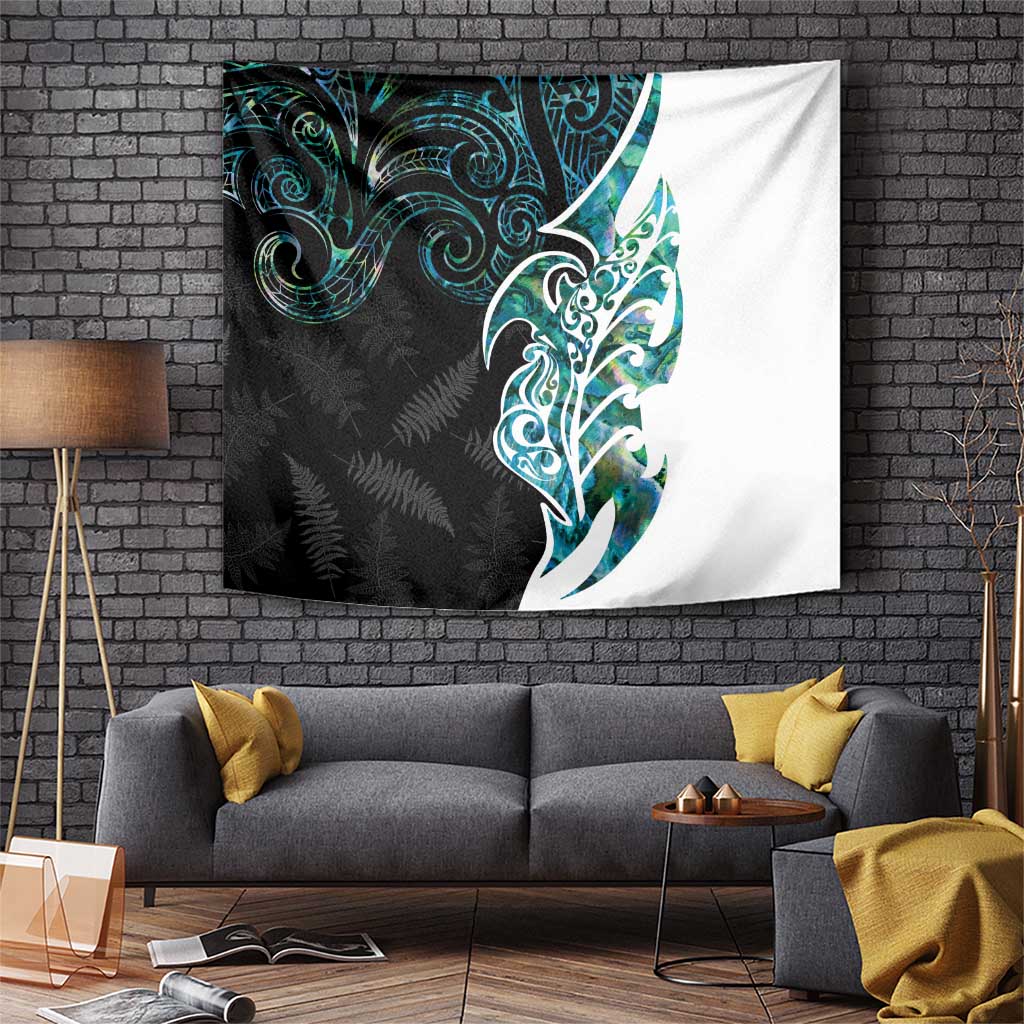Proud Aotearoa Tapestry Maori Silver Fern Mix Paua Shell Pattern LT14 Black - Polynesian Pride
