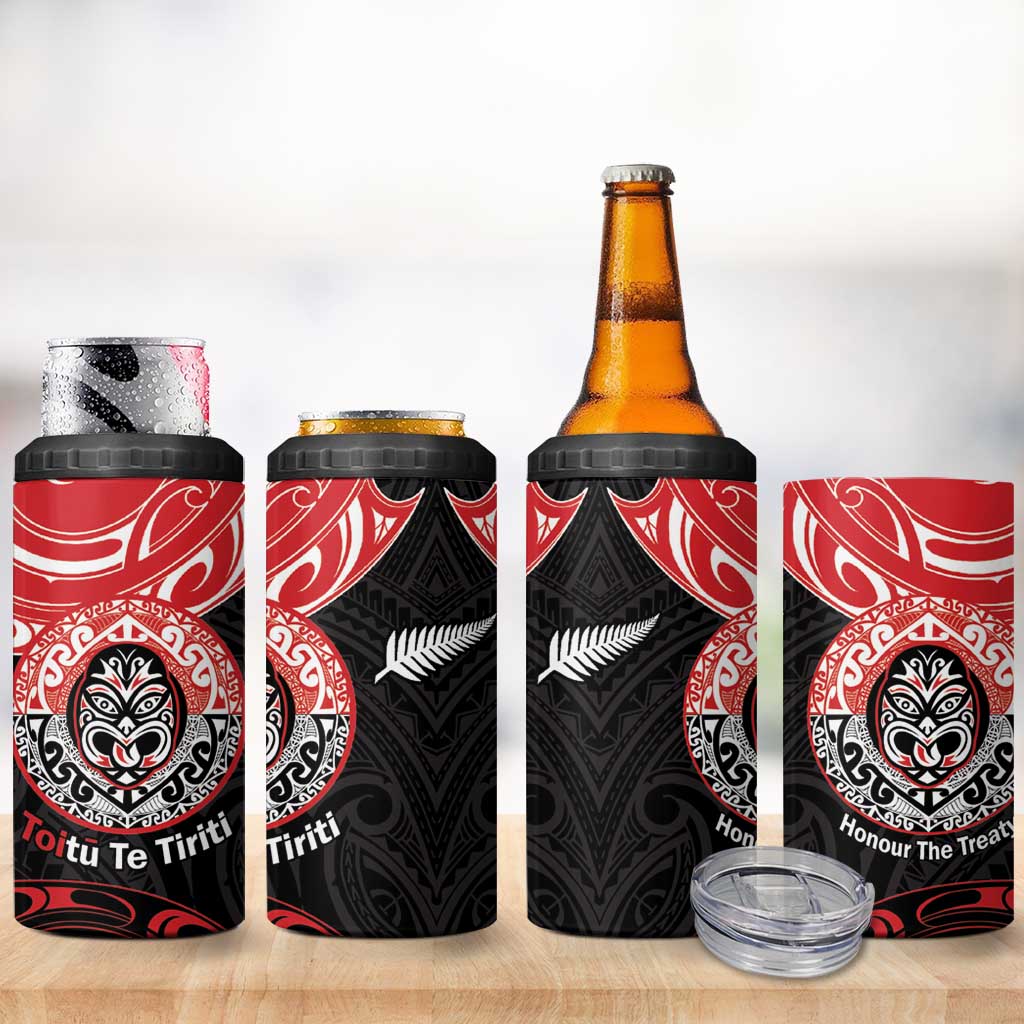 Aotearoa Toitu Te Tiriti 4 in 1 Can Cooler Tumbler Haka Tiki Honour The Treaty LT14 - Polynesian Pride