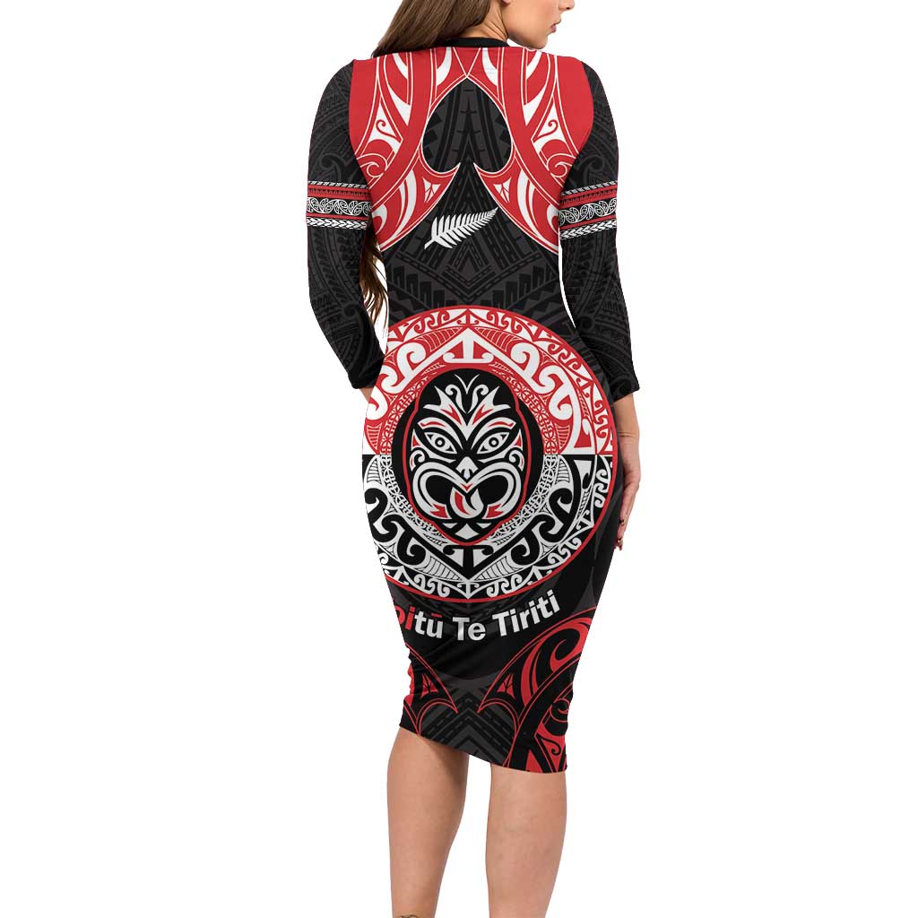 Aotearoa Toitu Te Tiriti Family Matching Long Sleeve Bodycon Dress and Hawaiian Shirt Haka Tiki Honour The Treaty LT14 - Polynesian Pride