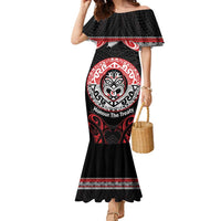 Aotearoa Toitu Te Tiriti Family Matching Mermaid Dress and Hawaiian Shirt Haka Tiki Honour The Treaty LT14 Mom's Dress Black - Polynesian Pride