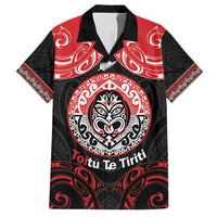 Aotearoa Toitu Te Tiriti Family Matching Summer Maxi Dress and Hawaiian Shirt Haka Tiki Honour The Treaty LT14 Dad's Shirt - Short Sleeve Black - Polynesian Pride