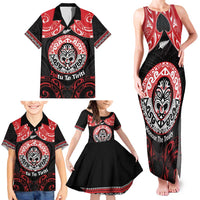 Aotearoa Toitu Te Tiriti Family Matching Tank Maxi Dress and Hawaiian Shirt Haka Tiki Honour The Treaty LT14 - Polynesian Pride