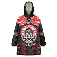 Aotearoa Toitu Te Tiriti Wearable Blanket Hoodie Haka Tiki Honour The Treaty LT14 One Size Black - Polynesian Pride
