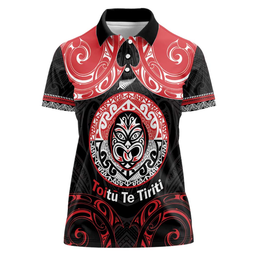 Aotearoa Toitu Te Tiriti Women Polo Shirt Haka Tiki Honour The Treaty LT14 Female Black - Polynesian Pride