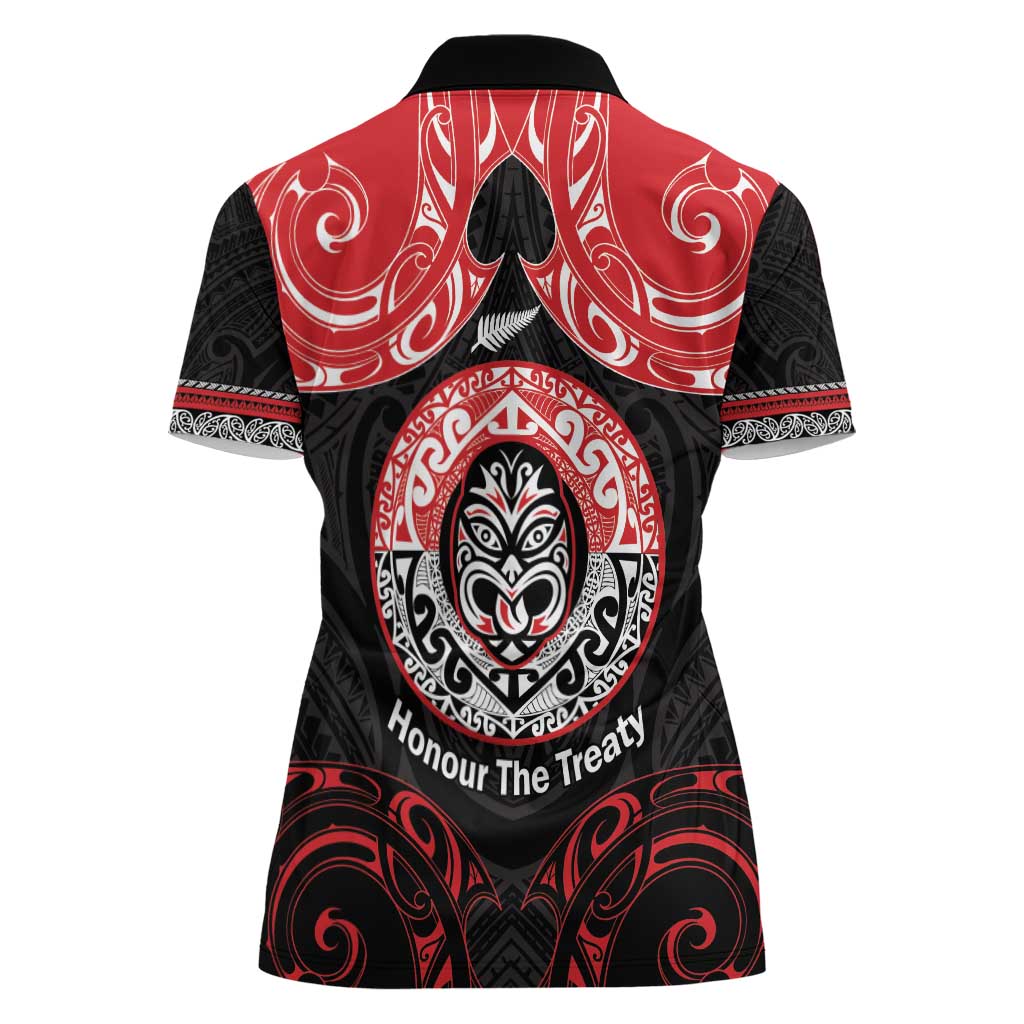 Aotearoa Toitu Te Tiriti Women Polo Shirt Haka Tiki Honour The Treaty LT14 - Polynesian Pride