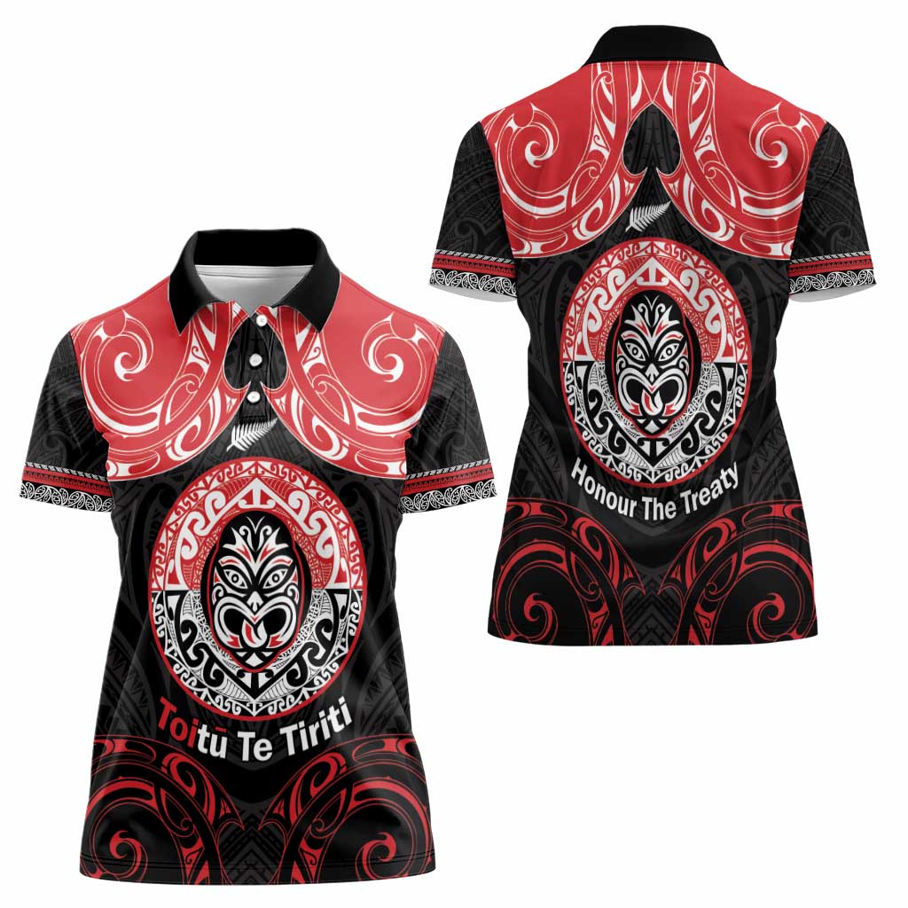 Aotearoa Toitu Te Tiriti Women Polo Shirt Haka Tiki Honour The Treaty LT14 - Polynesian Pride