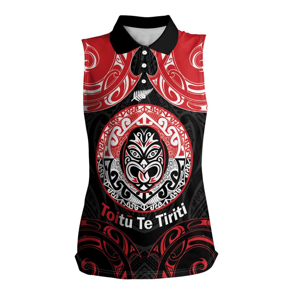 Aotearoa Toitu Te Tiriti Women Sleeveless Polo Shirt Haka Tiki Honour The Treaty