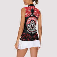 Aotearoa Toitu Te Tiriti Women Sleeveless Polo Shirt Haka Tiki Honour The Treaty