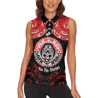 Aotearoa Toitu Te Tiriti Women Sleeveless Polo Shirt Haka Tiki Honour The Treaty