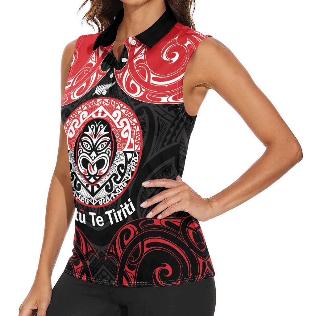 Aotearoa Toitu Te Tiriti Women Sleeveless Polo Shirt Haka Tiki Honour The Treaty