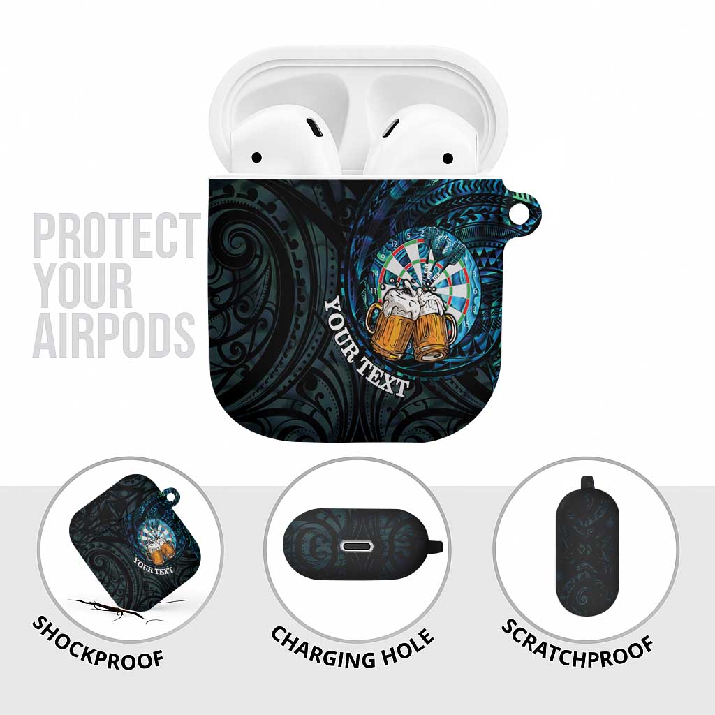 Personalized New Zealand Darts Beer AirPods Case Paua Shell Aotearoa Maori Tattoo - Polynesian Pride