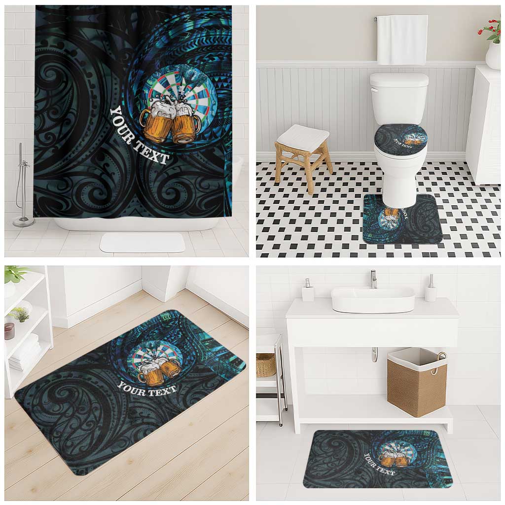 Personalized New Zealand Darts Beer Bathroom Set Paua Shell Aotearoa Maori Tattoo - Polynesian Pride