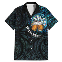 Personalized New Zealand Darts Beer Family Matching Mermaid Dress and Hawaiian Shirt Paua Shell Aotearoa Maori Tattoo LT14 Dad's Shirt - Short Sleeve Black - Polynesian Pride