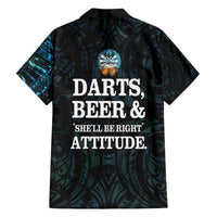 Personalized New Zealand Darts Beer Family Matching Off The Shoulder Long Sleeve Dress and Hawaiian Shirt Paua Shell Aotearoa Maori Tattoo LT14 - Polynesian Pride