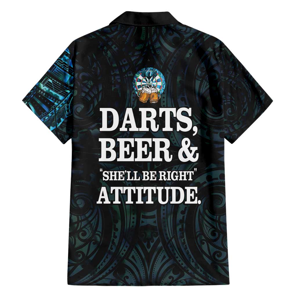 Personalized New Zealand Darts Beer Family Matching Short Sleeve Bodycon Dress and Hawaiian Shirt Paua Shell Aotearoa Maori Tattoo LT14 - Polynesian Pride