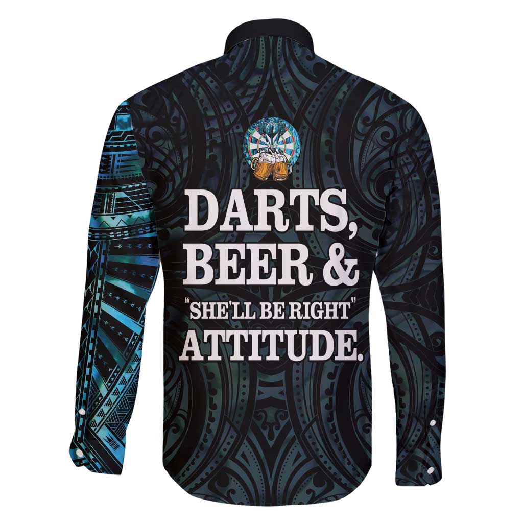 Personalized New Zealand Darts Beer Family Matching Short Sleeve Bodycon Dress and Hawaiian Shirt Paua Shell Aotearoa Maori Tattoo LT14 - Polynesian Pride