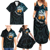 Personalized New Zealand Darts Beer Family Matching Summer Maxi Dress and Hawaiian Shirt Paua Shell Aotearoa Maori Tattoo LT14 - Polynesian Pride