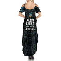 Personalized New Zealand Darts Beer Family Matching Summer Maxi Dress and Hawaiian Shirt Paua Shell Aotearoa Maori Tattoo LT14 - Polynesian Pride